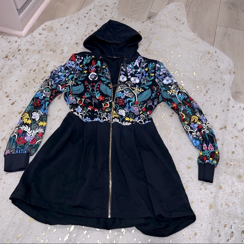 Embroidered Hooded Floral Dress